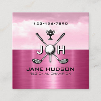 Elegant Women Golf Monogram Design Square Business Card