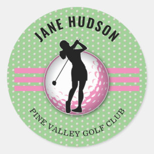 Elegant Women Golfer Design Classic Round Sticker