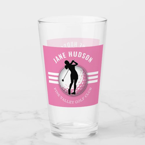 Elegant Women Golfer Design Glass