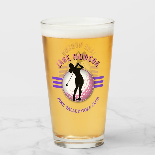 Elegant Women Golfer Design Glass (Front Filled)