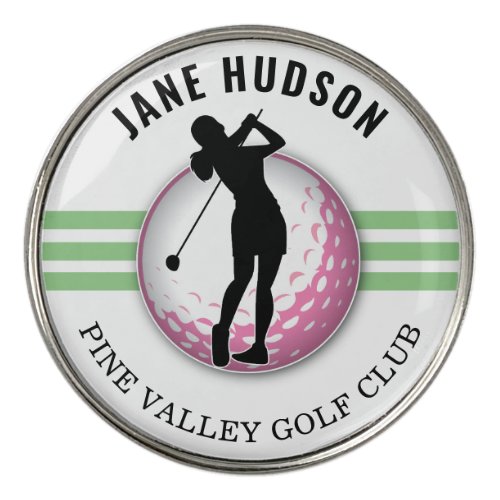 Elegant Women Golfer Design Golf Ball Marker