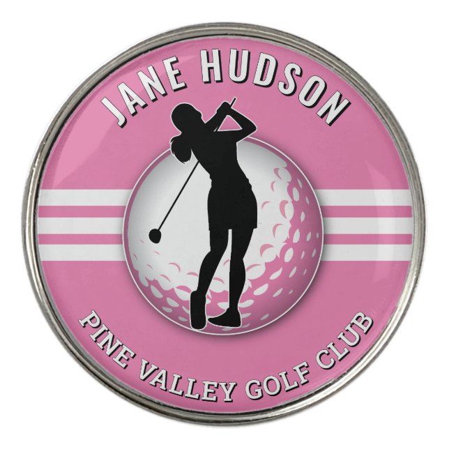 Elegant Women Golfer Design Golf Ball Marker (Front)