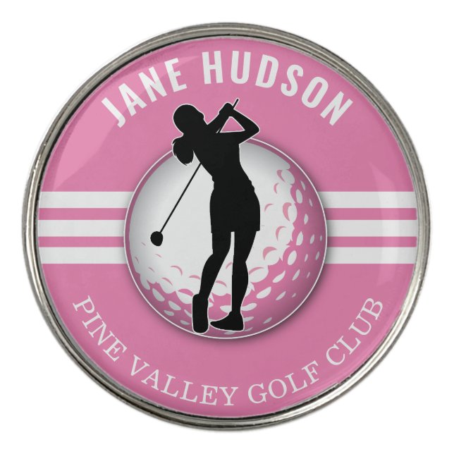 Elegant Women Golfer Design Golf Ball Marker (Front)