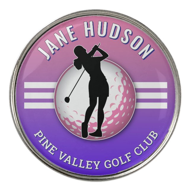 Elegant Women Golfer Design Golf Ball Marker (Front)