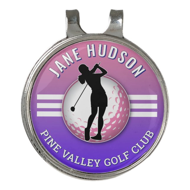 Elegant Women Golfer Design Golf Hat Clip (Front)