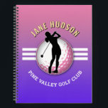 Elegant Women Golfer Design Notebook<br><div class="desc">Minimalist Custom Elegant Women Golf Monogram Design by Edward Eksi. Easy modification of INITIALS and TEXTS for your needs.</div>