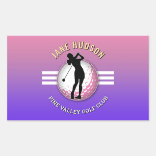 Elegant Women Golfer Design Rectangular Sticker
