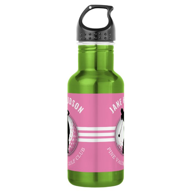 Elegant Women Golfer Design Stainless Steel Water Bottle (Front)