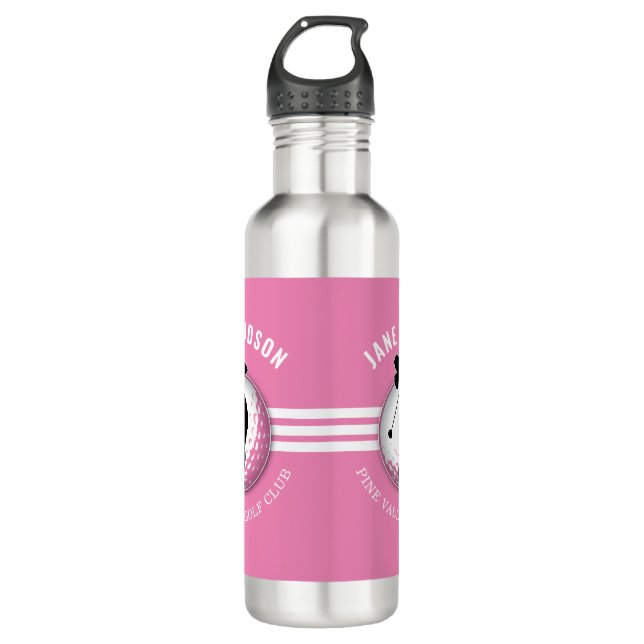 Elegant Women Golfer Design Stainless Steel Water Bottle (Front)