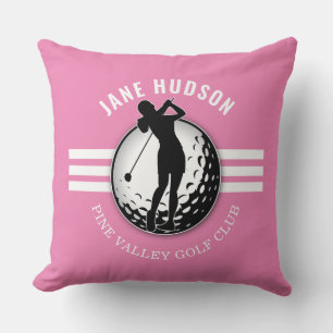 Elegant Women Golfer Design Throw Pillow