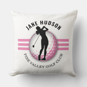 Elegant Women Golfer Design Throw Pillow