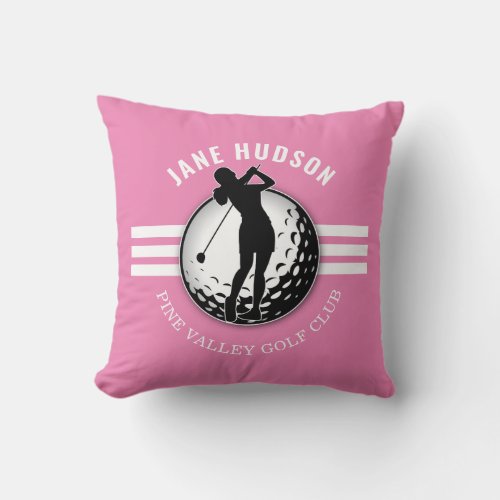 Elegant Women Golfer Design Throw Pillow
