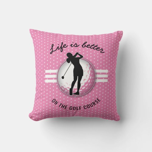 Elegant Women Golfer Design Throw Pillow