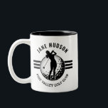 Elegant Women Golfer Design Two-Tone Coffee Mug<br><div class="desc">Minimalist Custom Elegant Women Golf Monogram Design by Edward Eksi. Easy modification of INITIALS and TEXTS for your needs.</div>