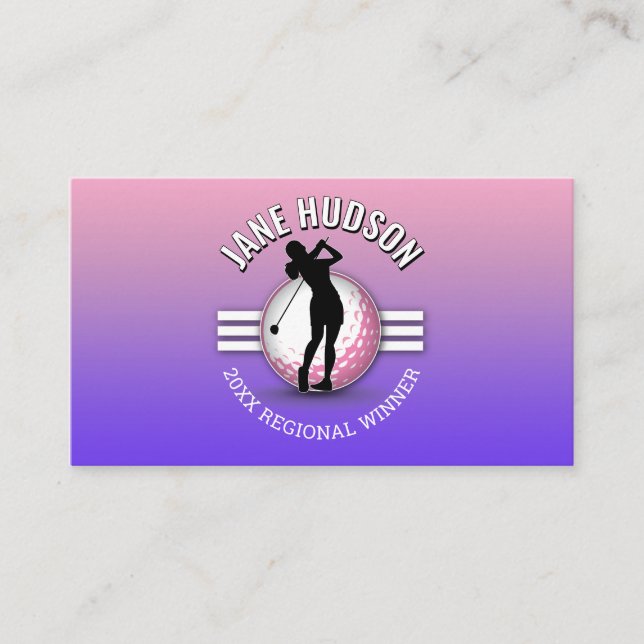 Elegant Women Golfer Monogram Design Business Card (Front)