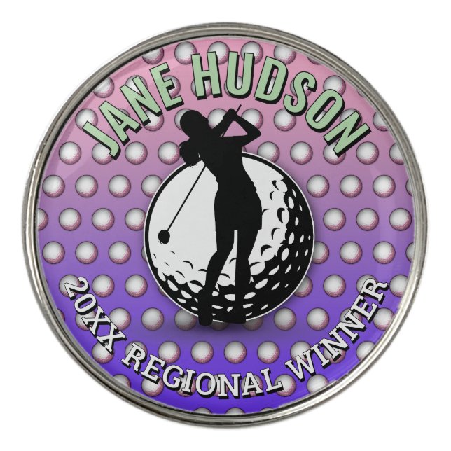 Elegant Women Golfer Monogram Design Golf Ball Marker (Front)