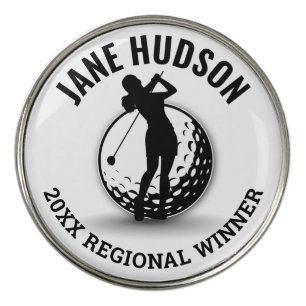 Elegant Women Golfer Monogram Design Golf Ball Marker