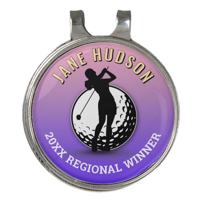 Elegant Women Golfer Monogram  Design Golf Hat Clip (Front)