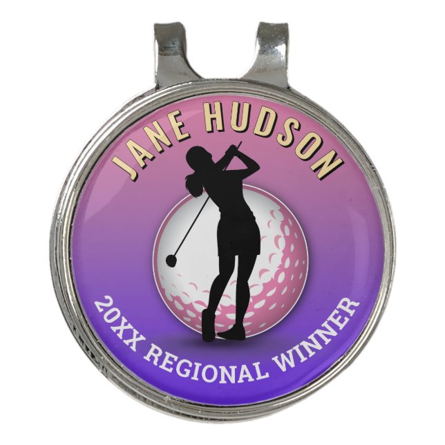 Elegant Women Golfer Monogram Design Golf Hat Clip (Front)