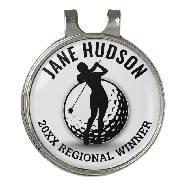 Elegant Women Golfer Monogram Design Golf Hat Clip (Front)