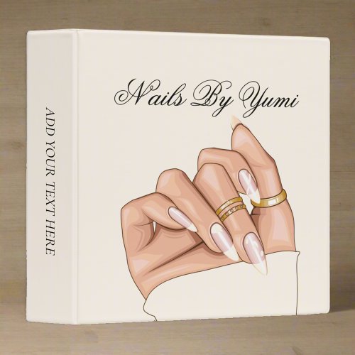 Elegant Women Hand Nail Artist Business Salon  3 Ring Binder