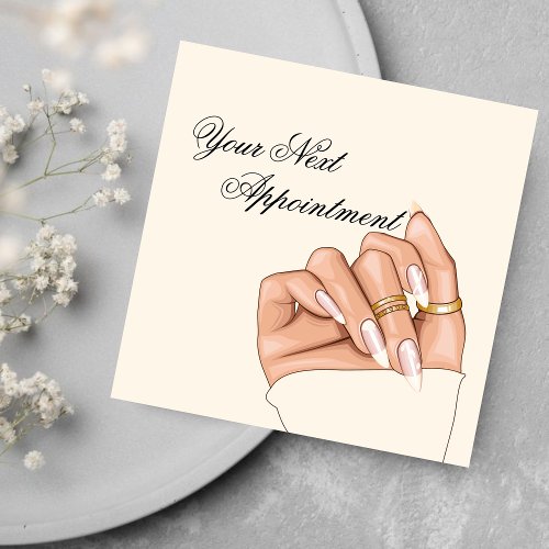 Elegant Women Hand Professional Nail Artist Salon  Square Business Card