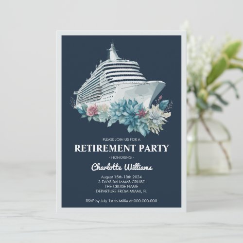 Elegant Women Retirement Party Cruise Ship Invitation