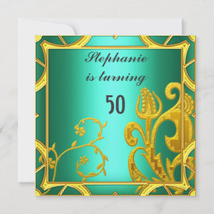 Elegant women's Birthday Party Green Teal Invitation