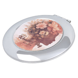 Elegant Women's Day Celebration Floral March 8 Compact Mirror