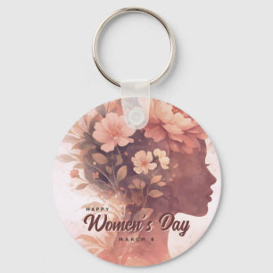 Elegant Women's Day Celebration Floral March 8 Keychain