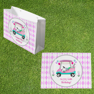 Elegant Women's Golf Happy Birthday Cart Large Gift Bag