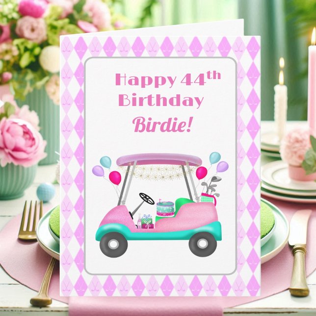 Elegant Women's Golf Party Cart 44th Birthday   Card (Creator Uploaded)