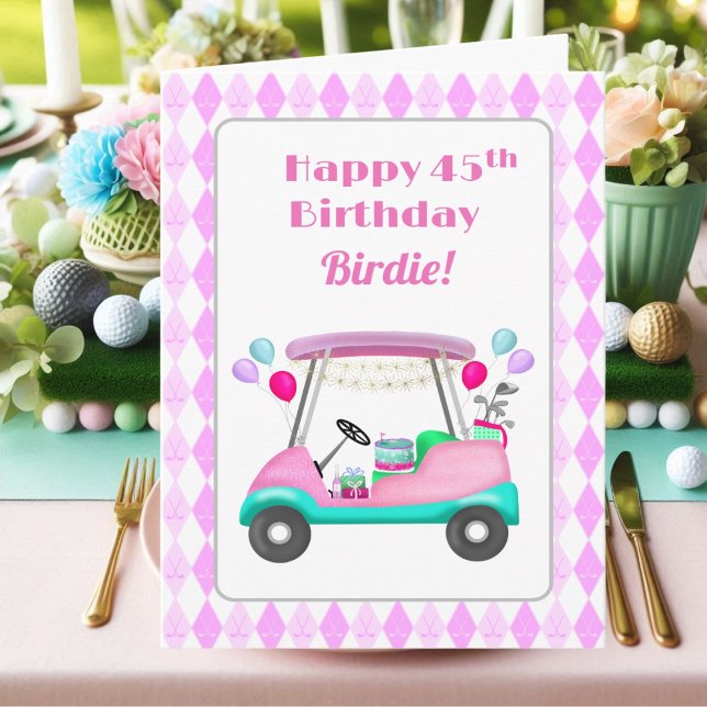 Elegant Women's Golf Party Cart 45th Birthday   Card (Creator Uploaded)