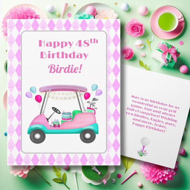 Elegant Women's Golf Party Cart 48th Birthday   Card (Creator Uploaded)