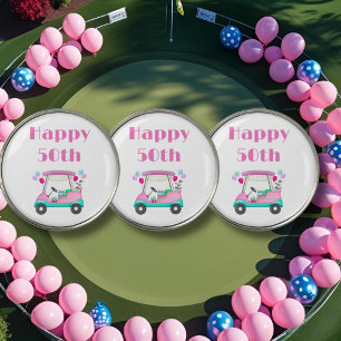 Elegant Women's Golf Party Cart 50th Birthday   Ball Marker