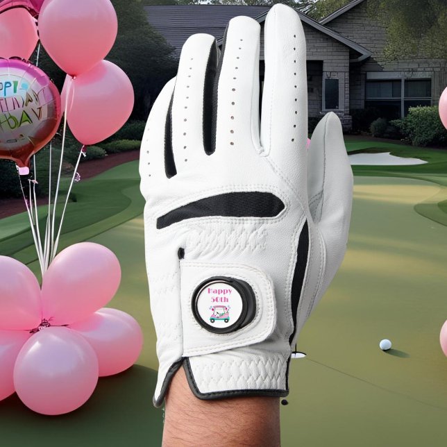 Elegant Women's Golf Party Cart 50th Birthday   Golf Glove (Celebrate her 50th in style on the course with this elegant women’s golf glove.)