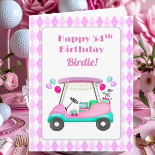 Elegant Women's Golf Party Cart 54thBirthday Card