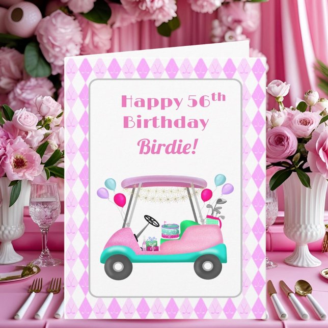 Elegant Women's Golf Party Cart 56th Birthday   Card (Creator Uploaded)