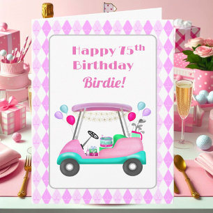 Elegant Women's Golf Party Cart 75th Birthday   Card