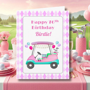Elegant Women's Golf Party Cart 76th Birthday Card