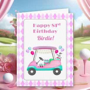 Elegant Women's Golf Party Cart 81st Birthday Card