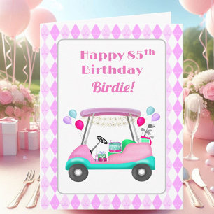 Elegant Women's Golf Party Cart 85th Birthday Card