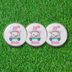 Elegant Women's Golf Party Cart 89th Birthday Name Ball Marker
