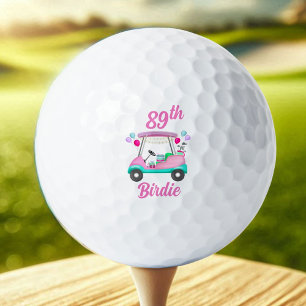 Elegant Women's Golf Party Cart 89th Birthday Name Balls