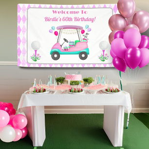 Elegant Women's Golf Party Cart Birthday  Banner