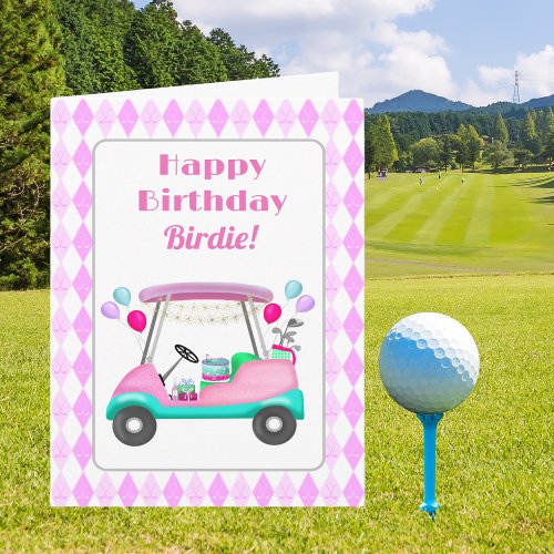 Elegant Womens Golf Party Cart Birthday   Card