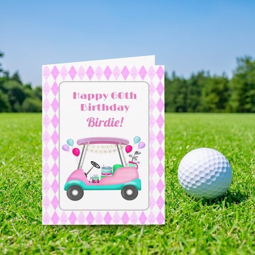 Elegant Womens Golf Party Cart Birthday   Card