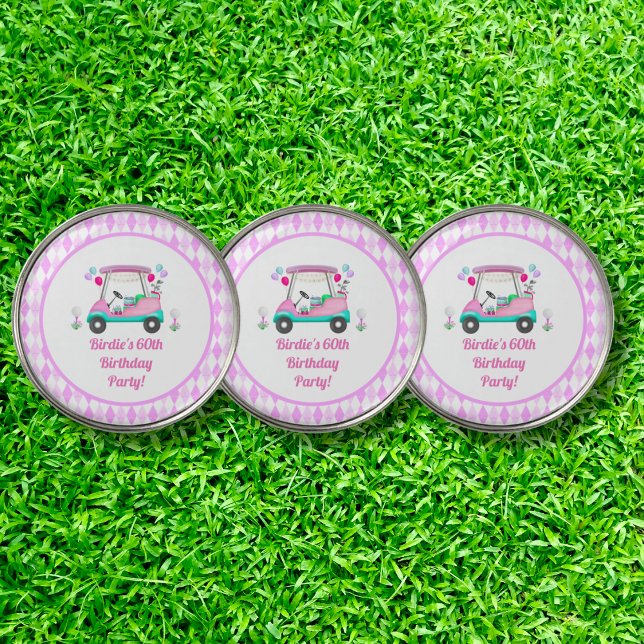 Elegant Women's Golf Party Cart Birthday  Golf Ball Marker (Creator Uploaded)