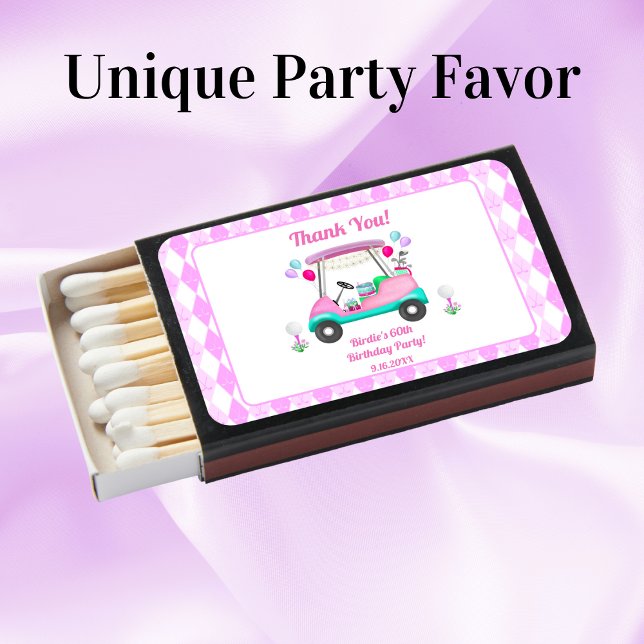 Elegant Women's Golf Party Cart Birthday Matchboxes (Creator Uploaded)