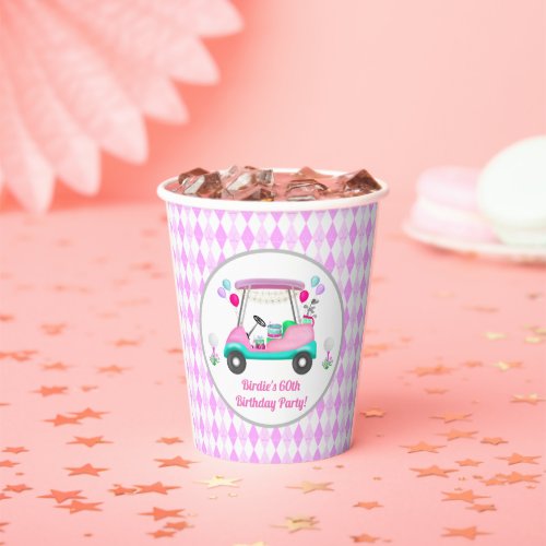 Elegant Womens Golf Party Cart Birthday  Paper Cups
